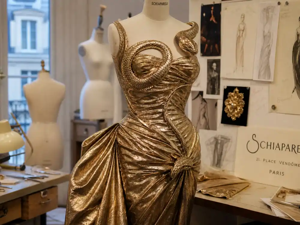 Schiaparelli surreal gold metallic couture shaping what did Cardi B wear to Grammys recent red-carpet evolution