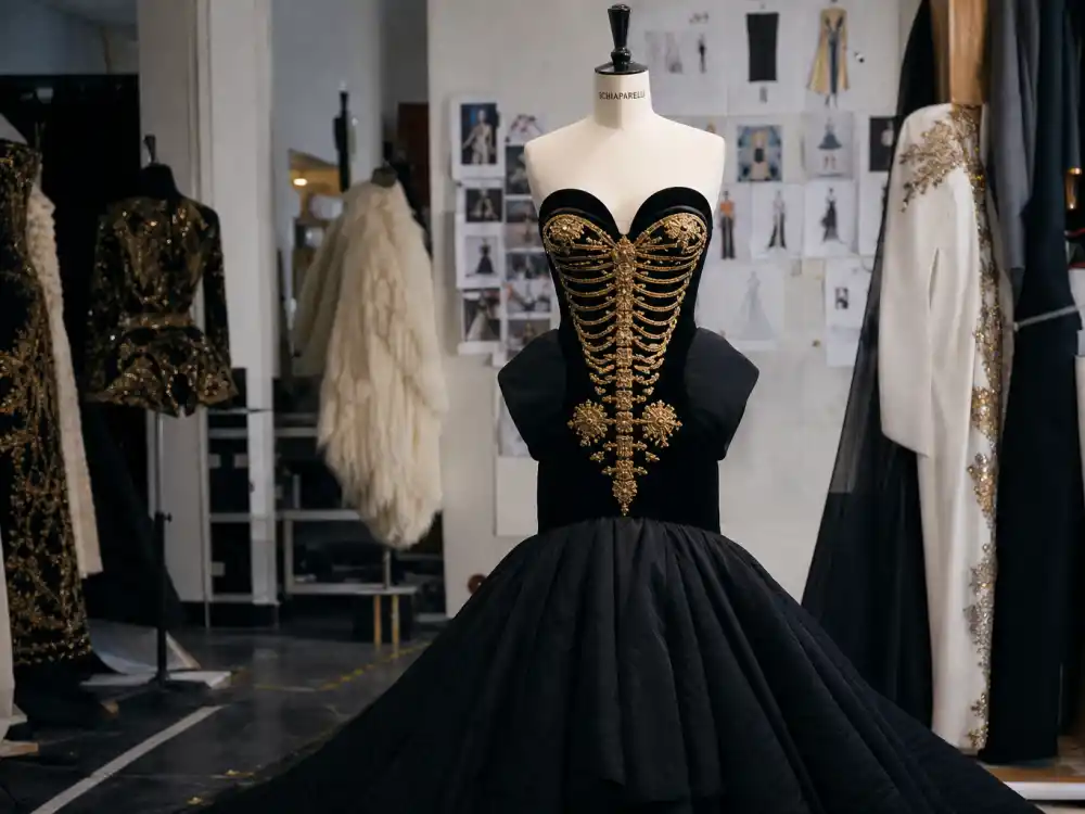 Schiaparelli surreal couture vocabulary adjacent to what did Dua Lipa wear to Met Gala red-carpet evolution