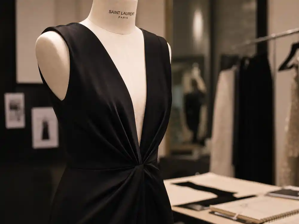 Black Saint Laurent column couture central to what did Hailey Bieber wear to Met Gala recent Anthony Vaccarello era