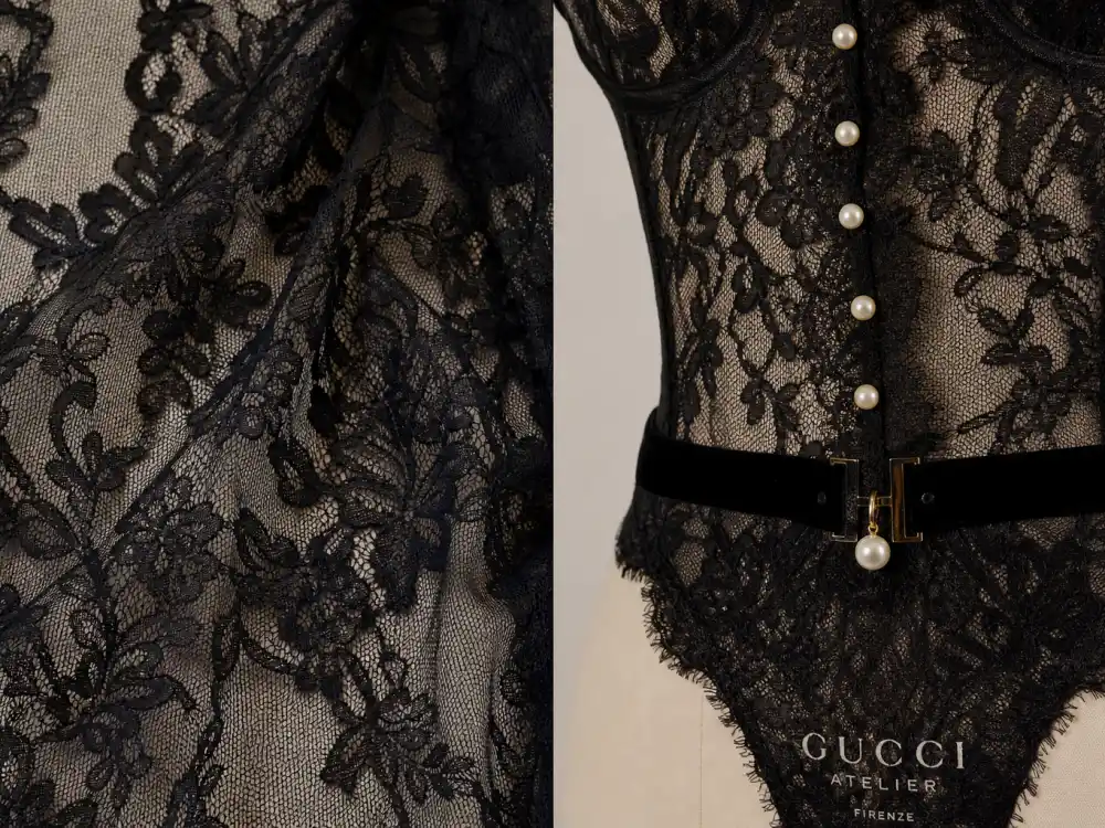 Sheer black lace bodysuit craftsmanship defining what did Harry Styles wear to Met Gala 2021 co-host arrival