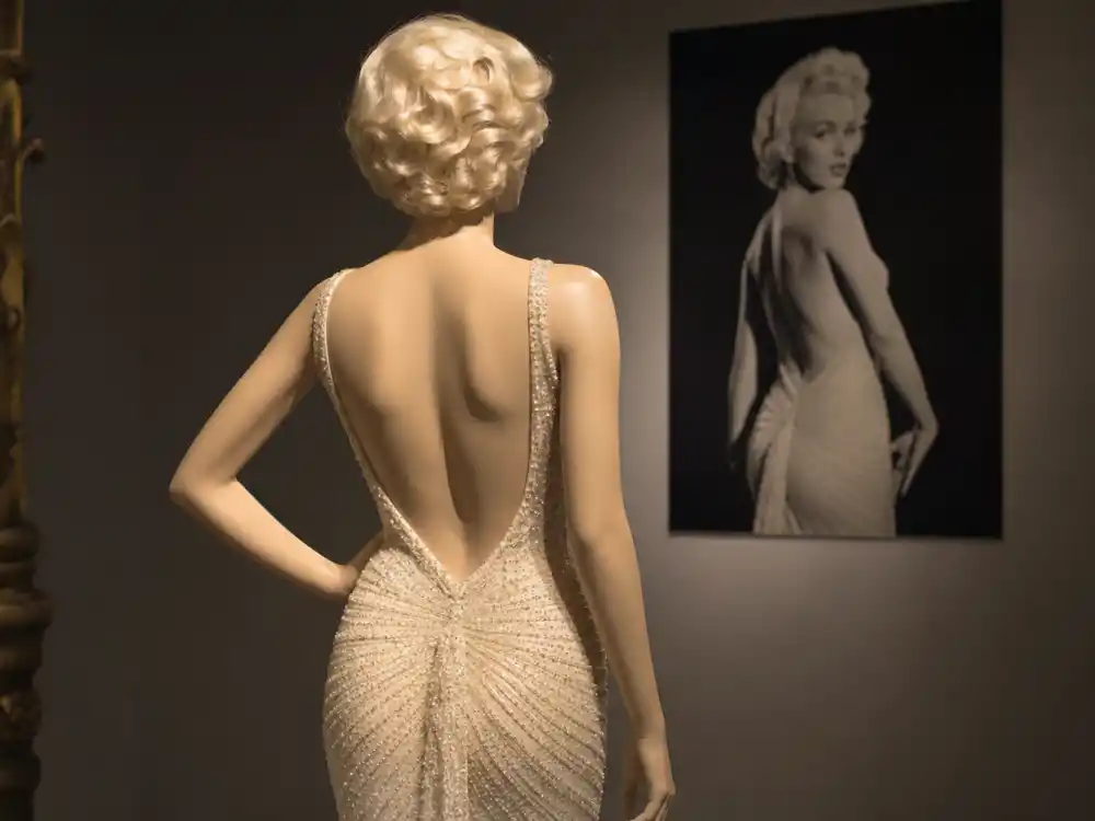 Vintage ivory beaded gown evoking what did Kim Kardashian wear to Met Gala 2022 Marilyn Monroe tribute moment
