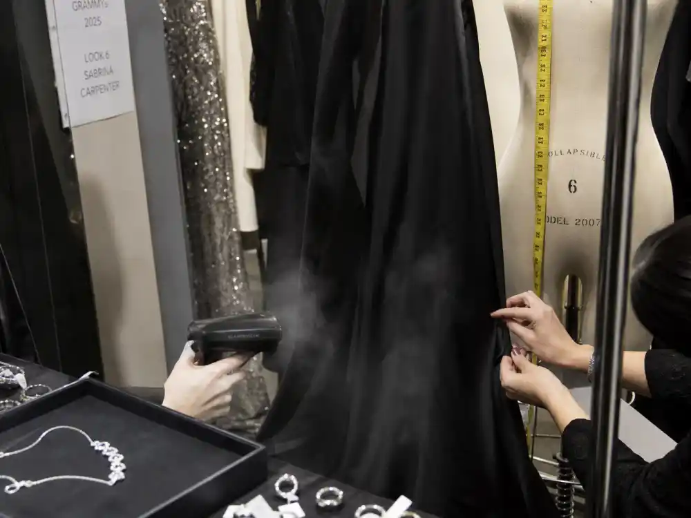 Couture fitting room details behind what did Olivia Rodrigo wear to Grammys Miu Miu and Versace archive looks