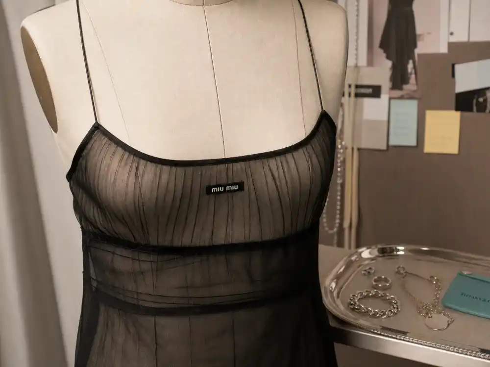 Miu Miu sheer black slip dress central to what did Olivia Rodrigo wear to Grammys 2023 naked-dress moment