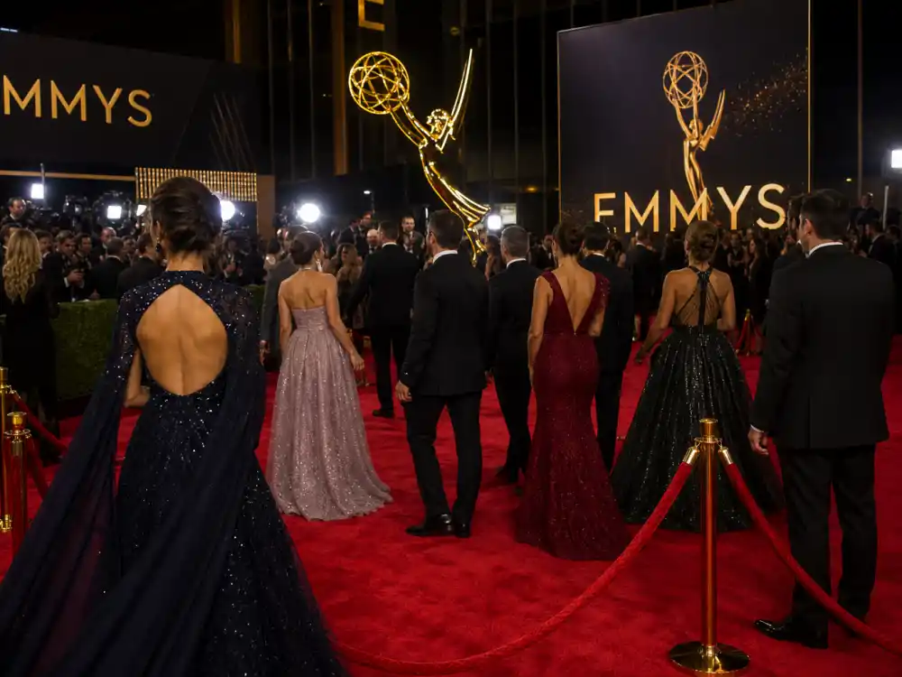 Emmys red carpet arrivals from Louis Vuitton crimson to Ralph Lauren velvet illustrating what did Selena Gomez wear to Emmys across years