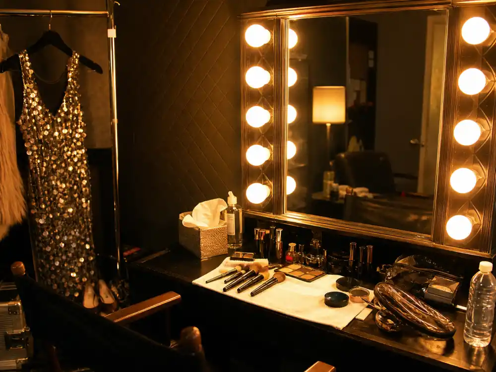 Award show dressing room mirror lights evoking what happened to Ashanti after her Grammy-winning debut album peak