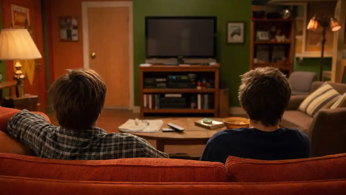 What happened to Drake Bell — early-2000s Nickelodeon suburban sitcom living room evoking Drake and Josh fame