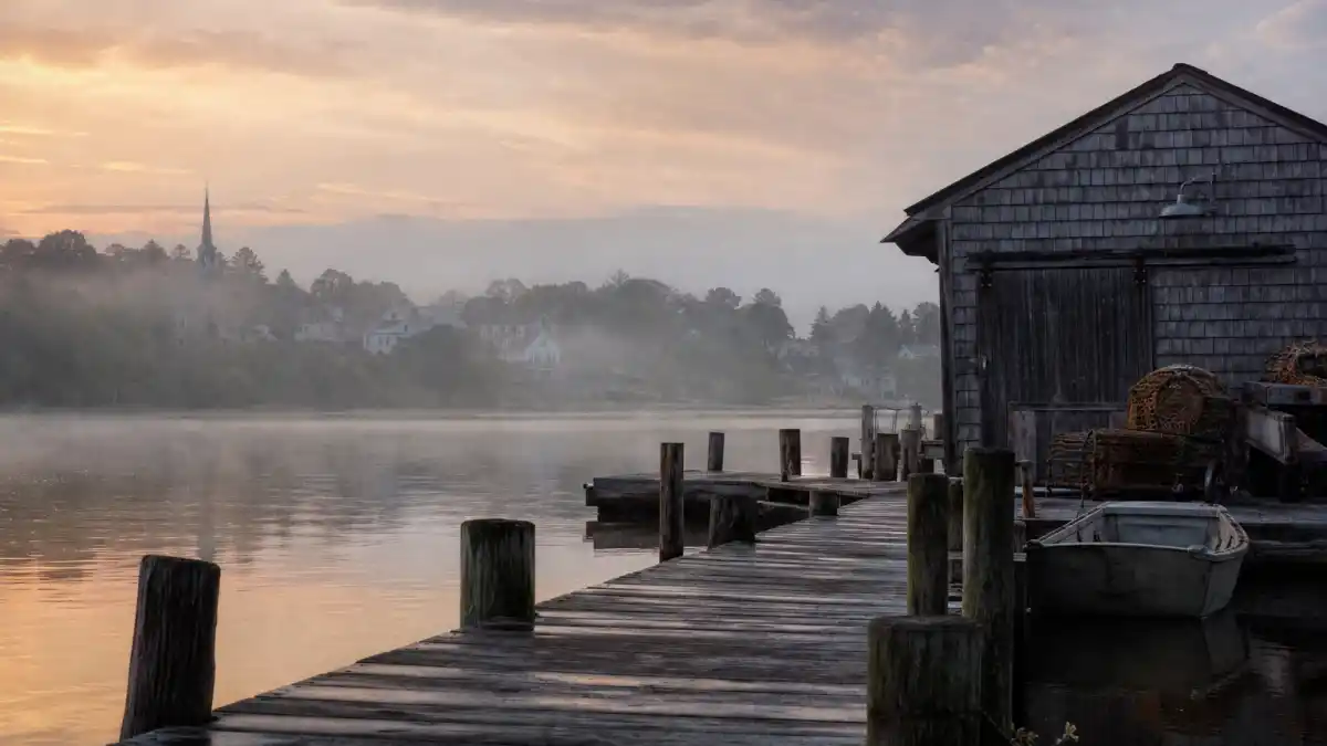 What happened to James Van Der Beek — misty New England lake dock evoking Dawson's Creek Capeside and his legacy