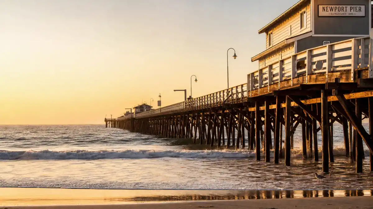 What happened to Mischa Barton — Newport Beach pier at golden hour, evoking The O.C. coastal fame era
