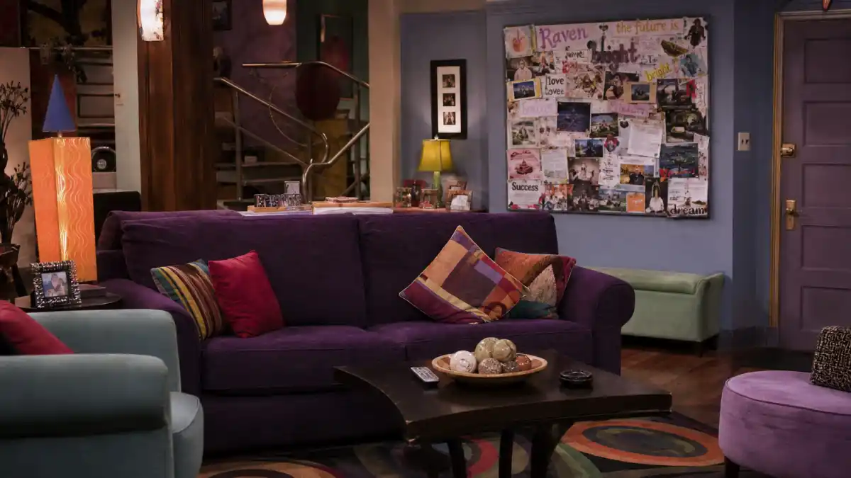 What happened to Raven-Symoné — a colorful 2000s teen sitcom living room evoking the That's So Raven Disney Channel era