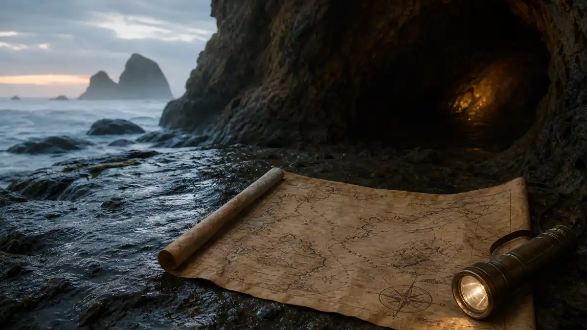 What happened to Sean Astin — a misty Oregon coastal cave with a treasure map evoking The Goonies Mikey era