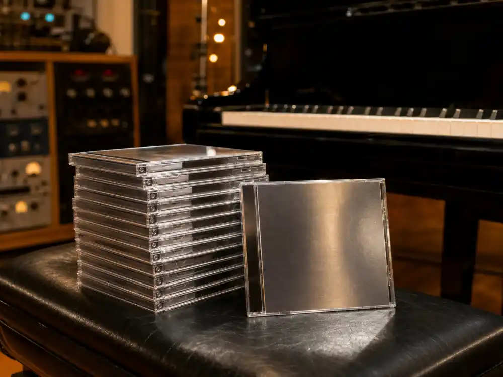 Platinum-era CDs on piano bench symbolizing what happened to Vanessa Carlton after Be Not Nobody debut