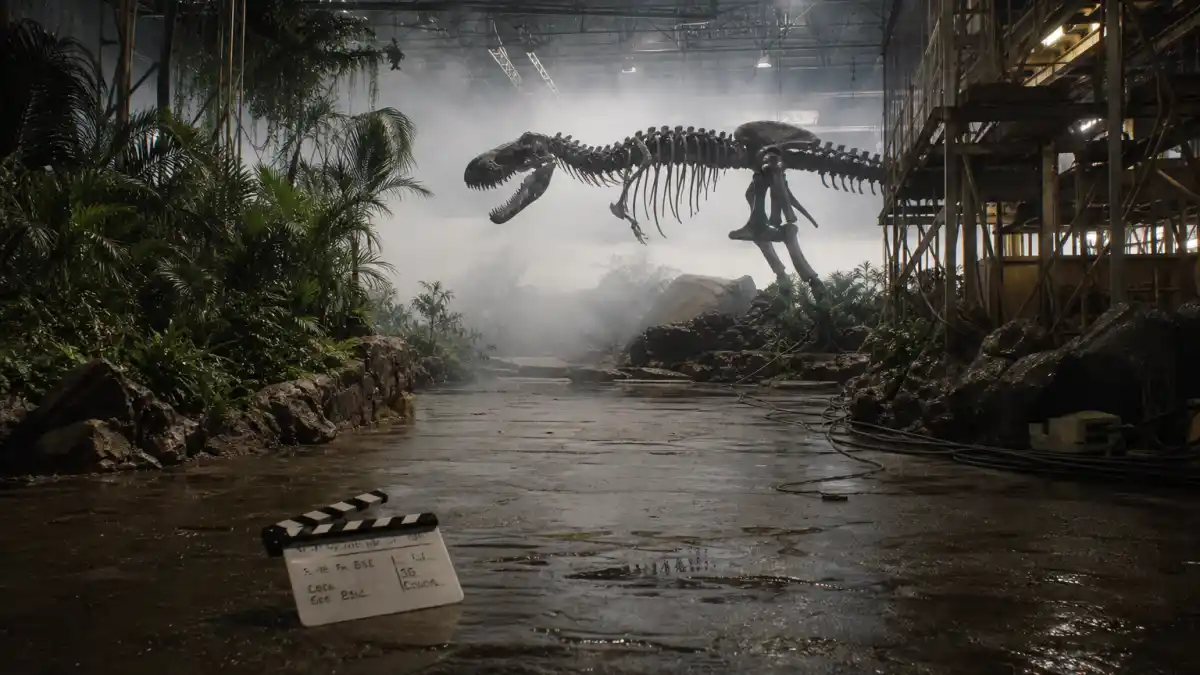 Where is Ariana Richards now — 1990s Hollywood film soundstage with tropical jungle set evoking Jurassic Park Lex Murphy era