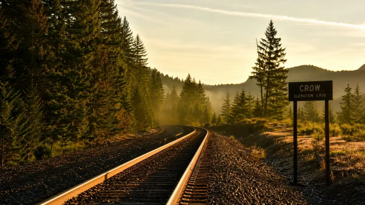 Where is Jerry O'Connell now — Oregon railroad tracks through pine forest evoking Stand By Me nostalgia