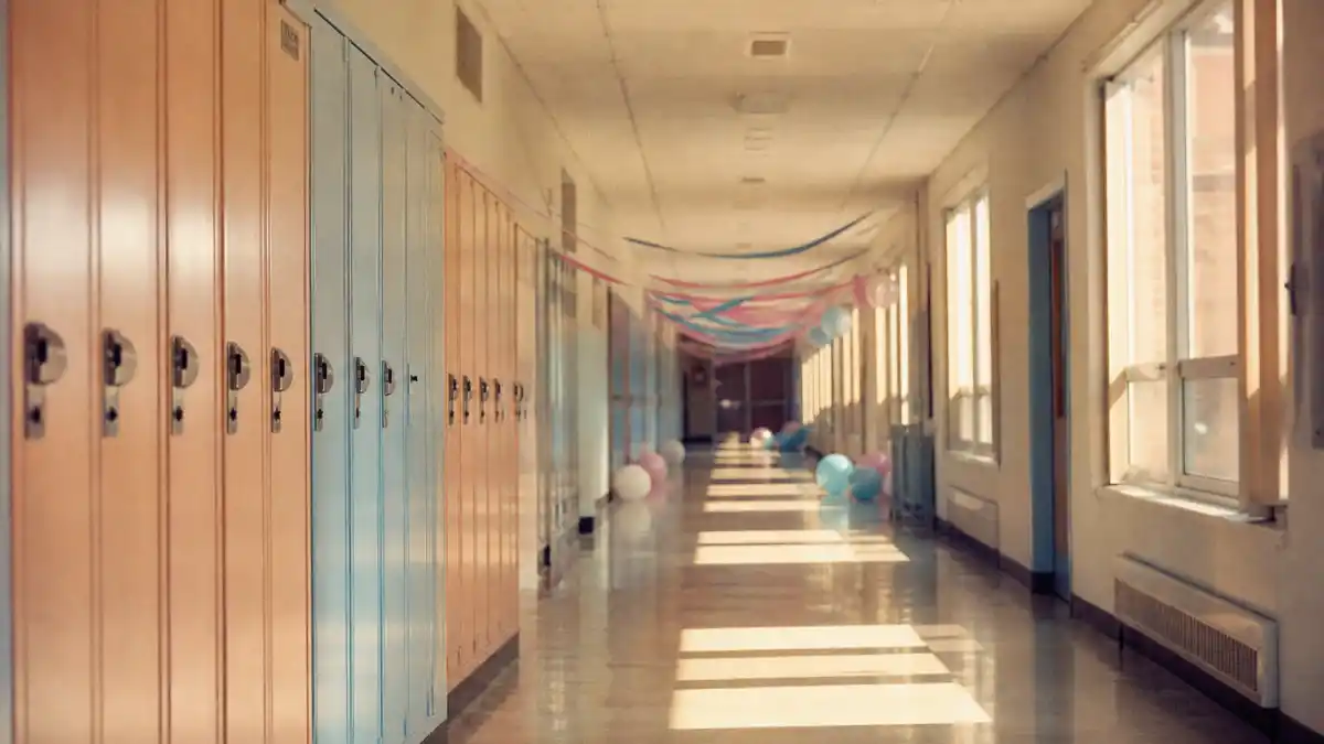 Where is Molly Ringwald now 2026 — pastel 1980s high school hallway evoking Brat Pack teen film era