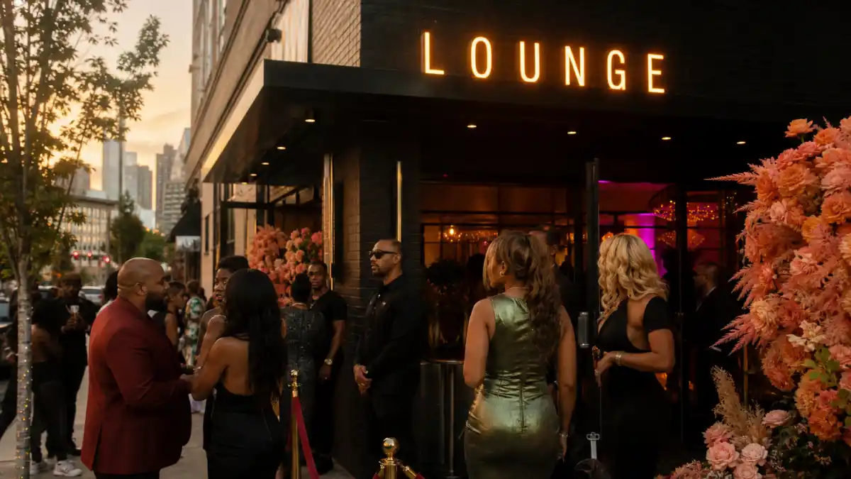 Where is NeNe Leakes now — upscale Atlanta lounge exterior evoking her RHOA icon and nightlife entrepreneur era