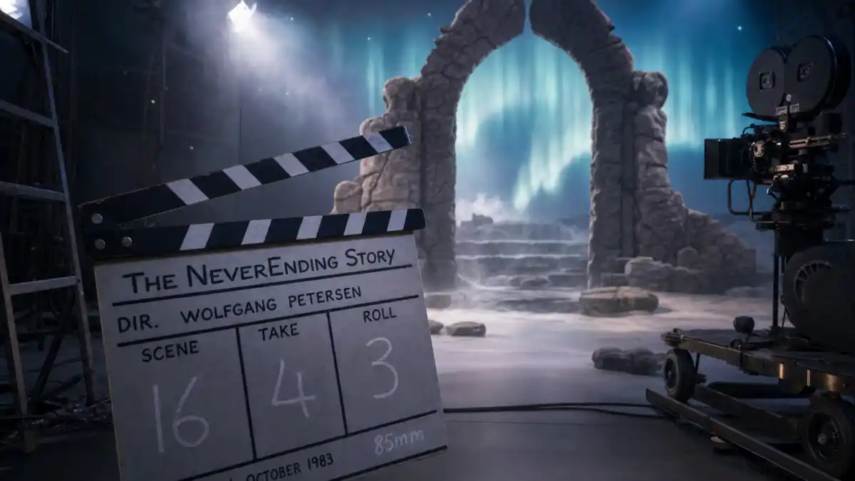 Where is Noah Hathaway now — 1980s fantasy film soundstage with mist evoking The NeverEnding Story Atreyu era
