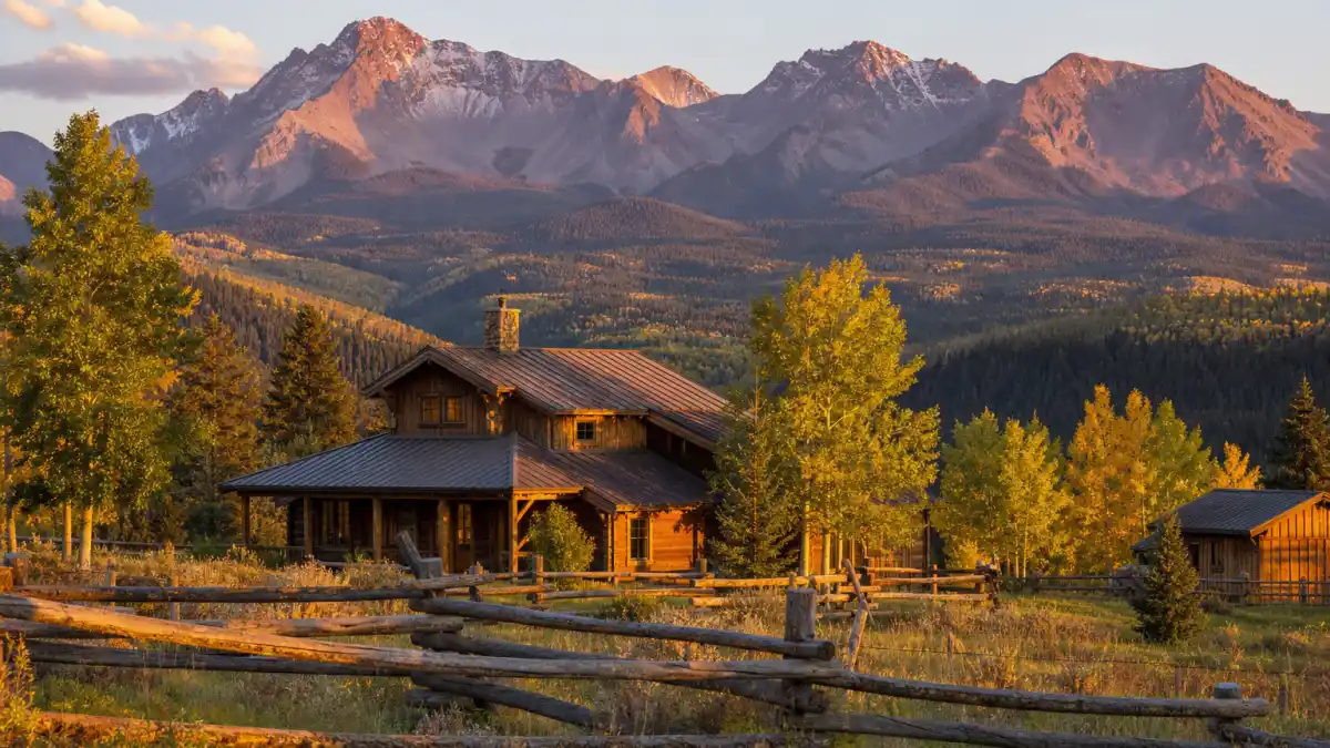 Where is Rick Schroder now 2026 — Colorado wooden ranch house with split-rail fence and mountain peaks