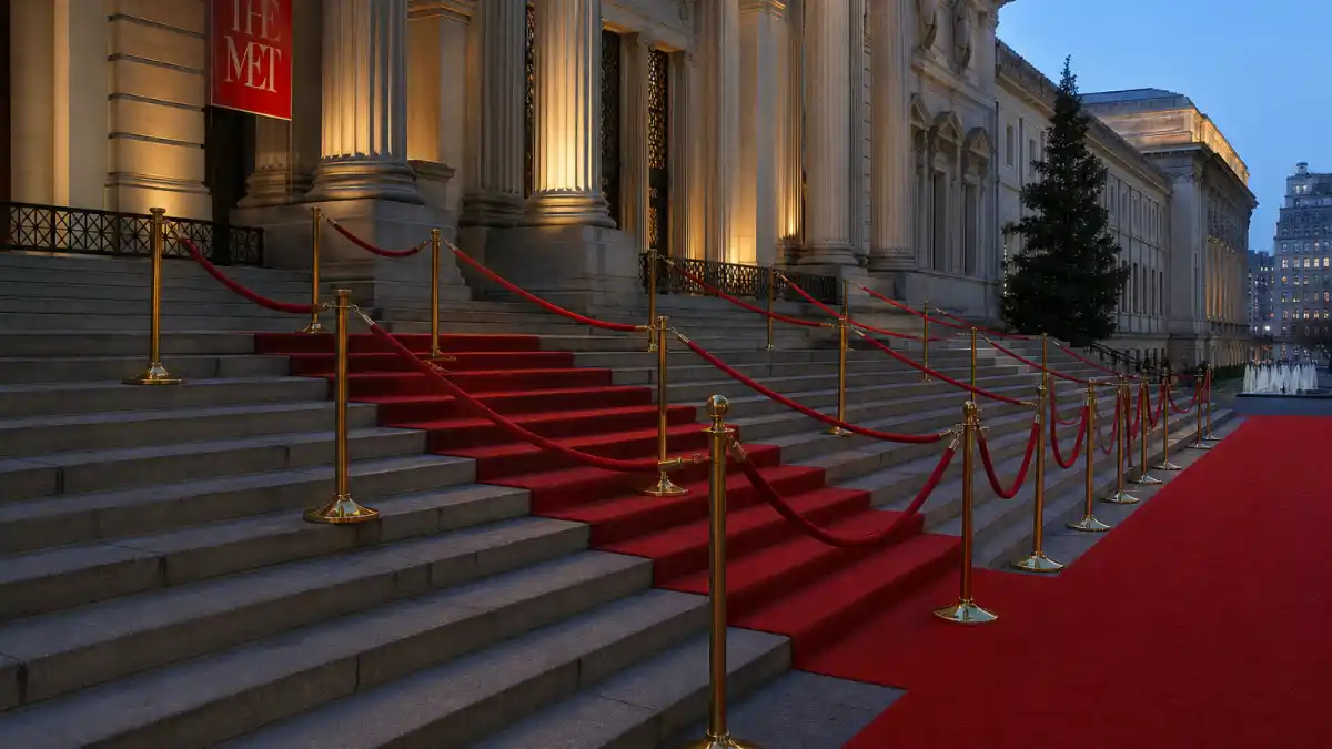 Who decides who attends the Met Gala — Metropolitan Museum steps with red carpet and velvet ropes on first Monday in May