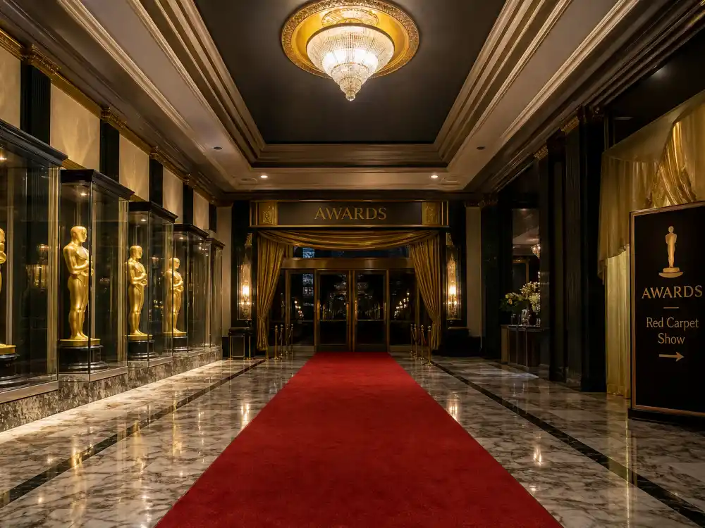 Academy Awards lobby display for who has won the most Oscars ever across every competitive category
