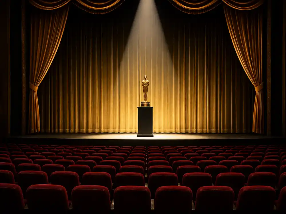 Classic awards theatre stage spotlight for who has won the most Oscars ever ceremony-night context