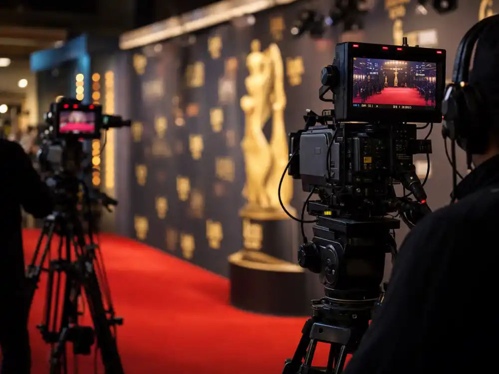 Television broadcast cameras covering who is hosting the Grammys 2026 at the CBS and Paramount+ live telecast from Crypto.com Arena