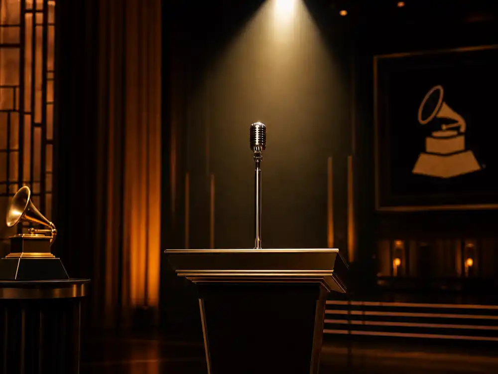 Awards ceremony monologue podium where who is hosting the Grammys 2026 delivered opening jokes at the 68th Grammy Awards telecast