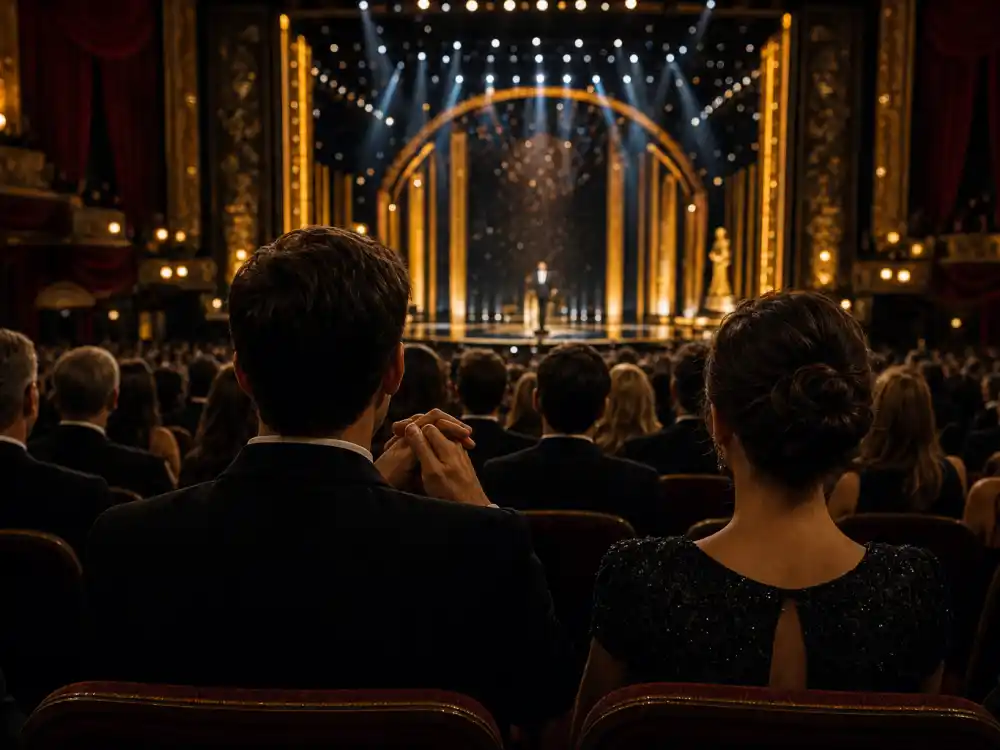 Theatre audience silhouettes watching the 94th Academy Awards stage during the Will Smith Chris Rock Oscars slap explained timeline
