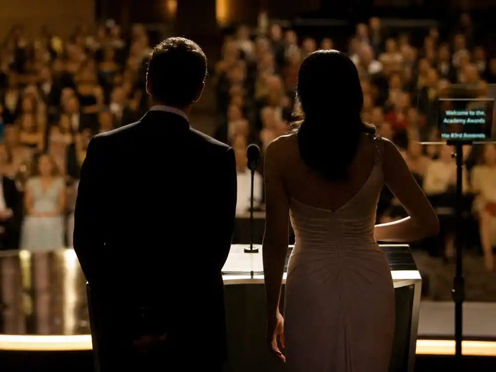 James Franco and Anne Hathaway co-host silhouettes at the 83rd Oscars illustrate worst award show hosting moments with mismatched 2011 Academy Awards energy