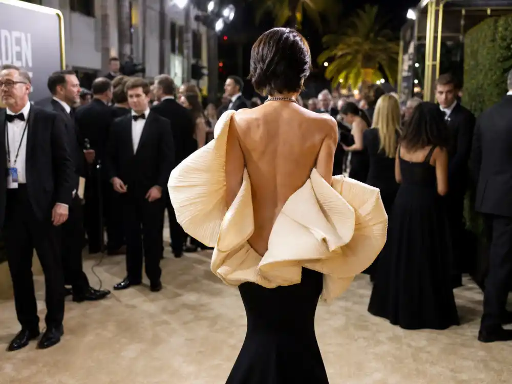 Golden Globes Beverly Hilton champagne carpet entry in worst dressed celebrities at award shows ever Hollywood awards history rankings