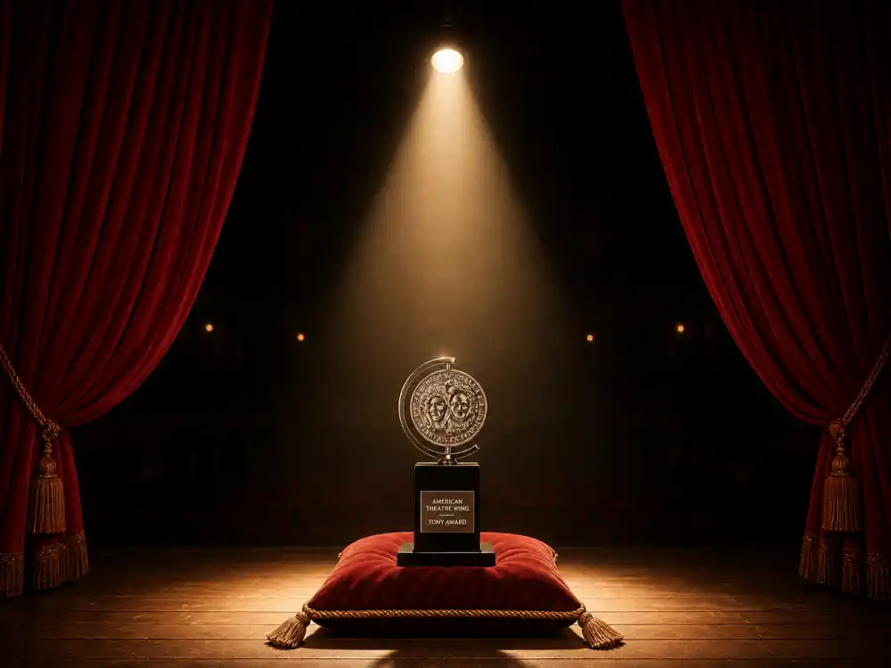 Broadway stage with Tony Award medallion for youngest award winners in entertainment history — Frankie Michaels and Daisy Eagan both age eleven