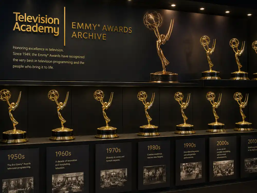 Television Academy archive display documenting youngest Emmy winners ever across every Primetime age record category