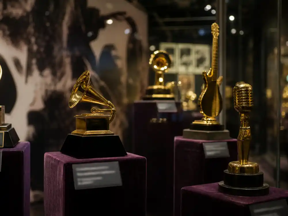 Music hall of fame display documenting youngest Grammy winners of all time across every Recording Academy age record