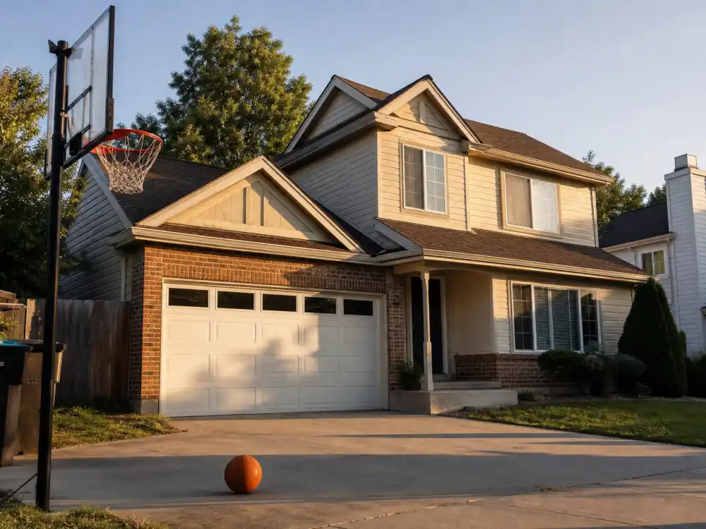 Suburban driveway basketball hoop for Zachery Ty Bryan as Brad Taylor on Home Improvement 1991–1999