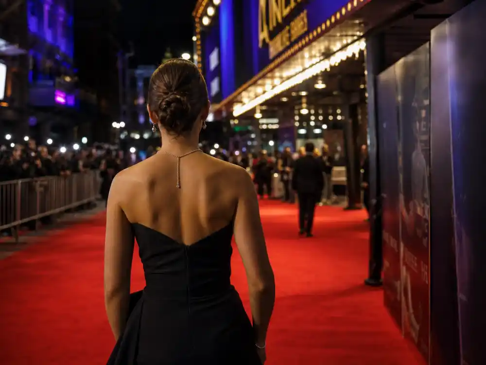 Blockbuster premiere red carpet from behind for Zoe Kravitz celebrity kid turned A-list star The Batman Catwoman era editorial without identifiable faces
