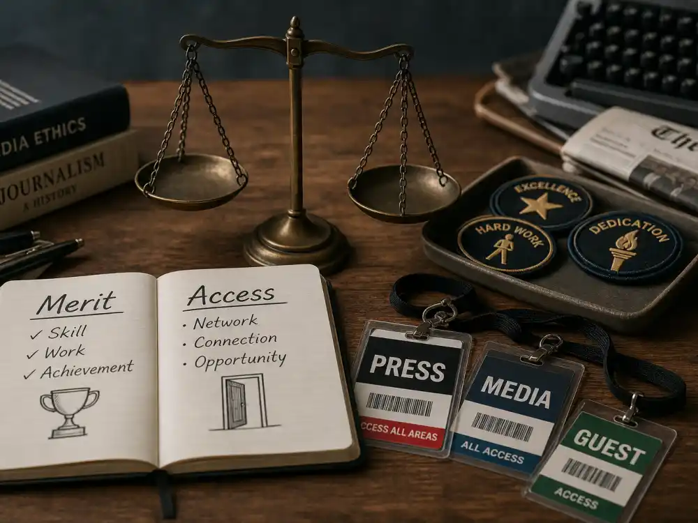Access versus merit balance desk for Zoe Kravitz celebrity kid turned A-list star balanced journalism editorial without identifiable faces