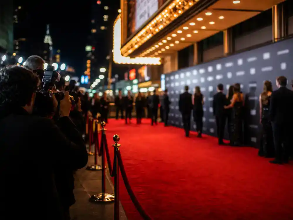 Euphoria season 3 cast and release updates premiere — cinema entrance red carpet with cast silhouettes and photographers at evening series launch event