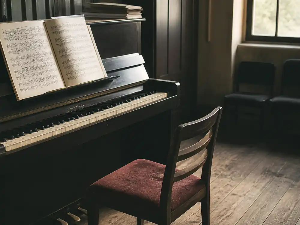 Rehearsal room piano marking early Adele net worth over the years before 21
