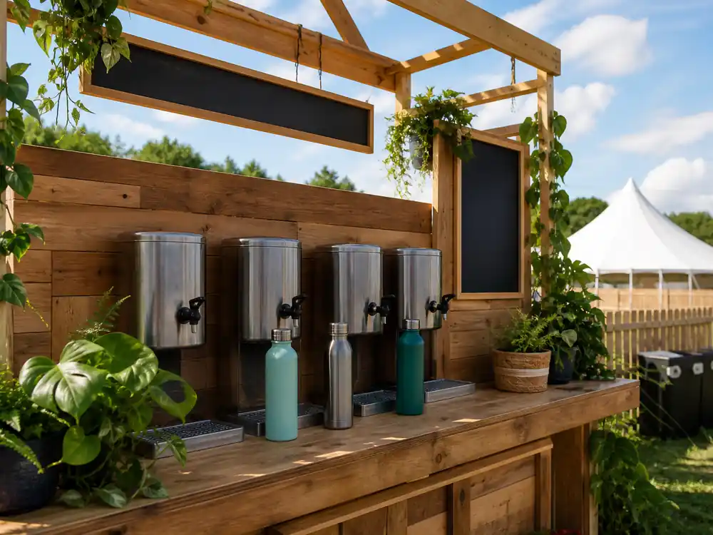 Festival eco-water refill station tied to Billie Eilish net worth 2026 climate pledges
