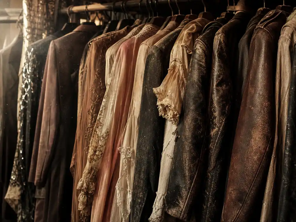 Worn vintage wardrobe rack showing patina tied to Brad Pitt net worth over the years career arc