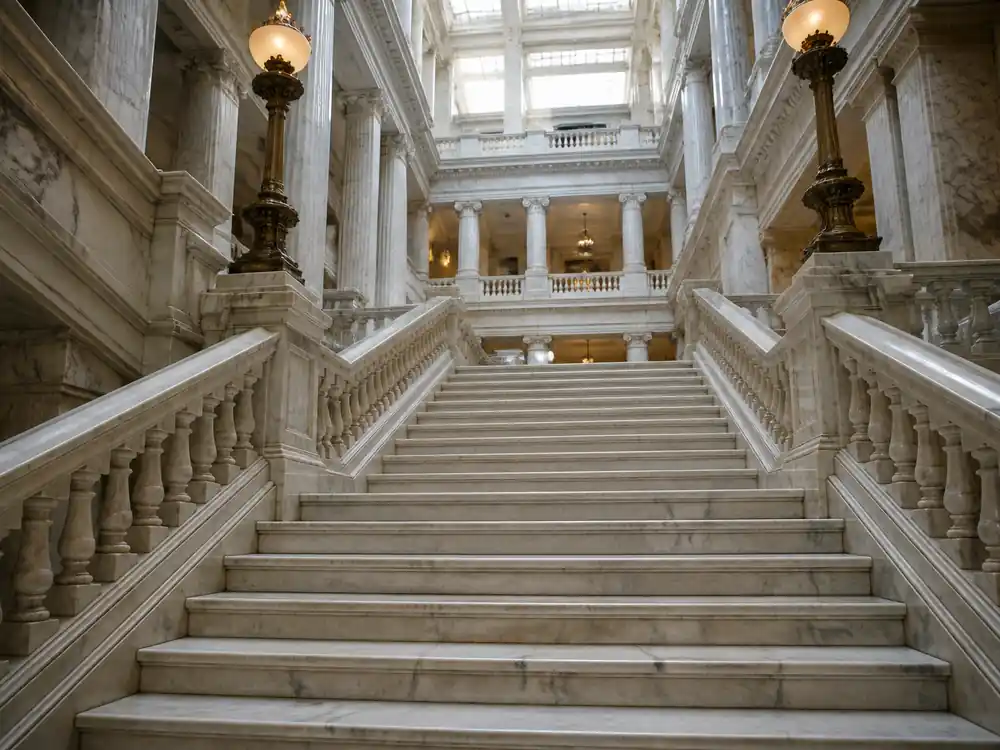 Grand marble staircase symbolizing celebrity billionaires list 2026 one-billion floor