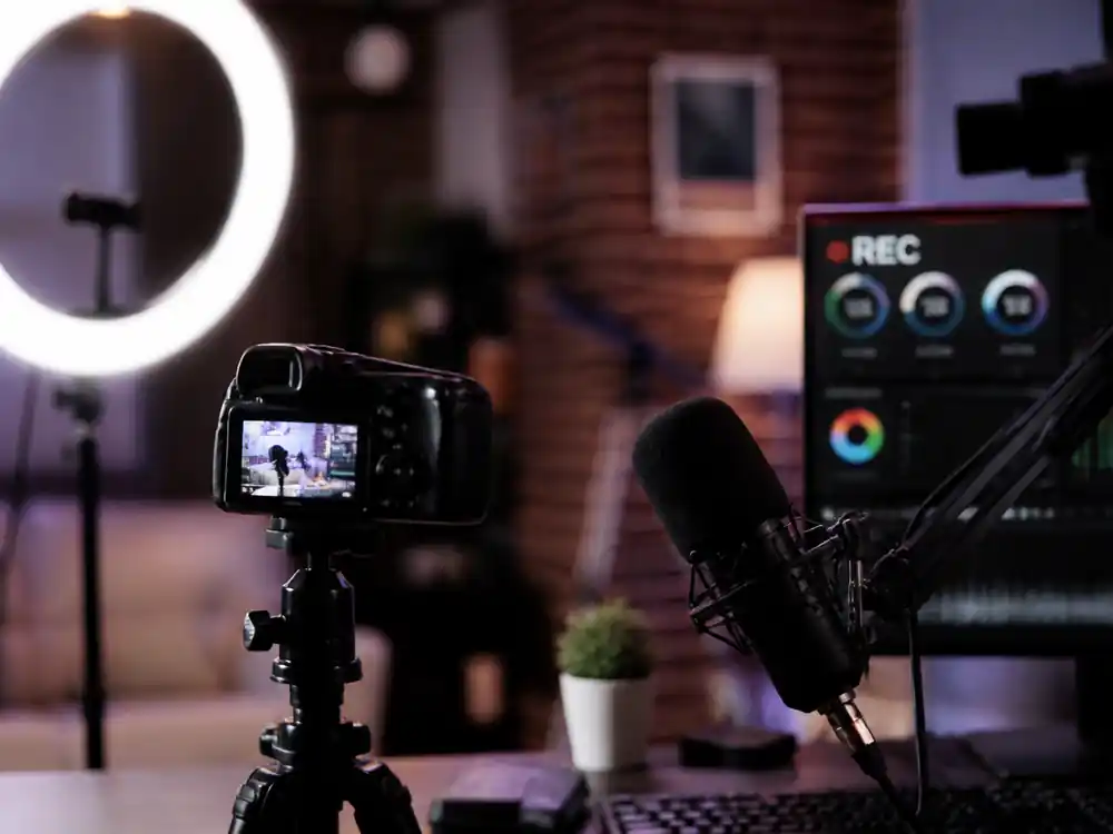 Creator ring light and camera setup mid-shoot, creator earnings peak in highest paid celebrities 2026