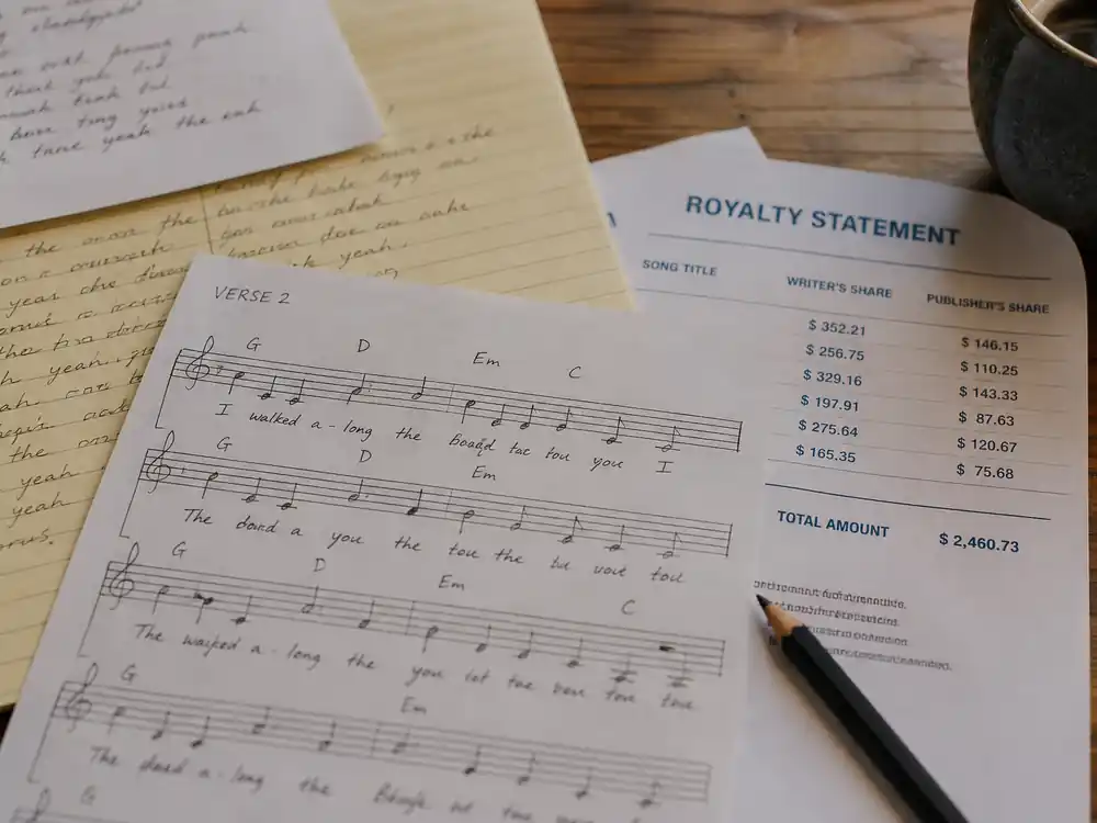 Sheet music pages illustrating how Adele makes money from publishing on songs she wrote
