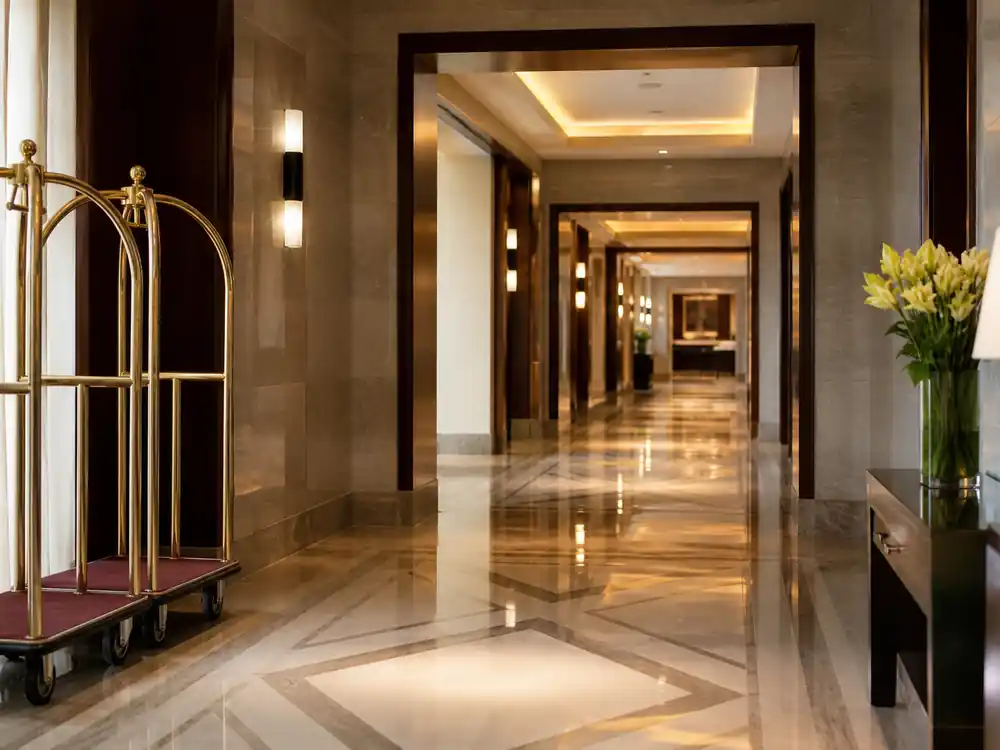 Luxury hotel corridor for how Cristiano Ronaldo makes money from Pestana hotels